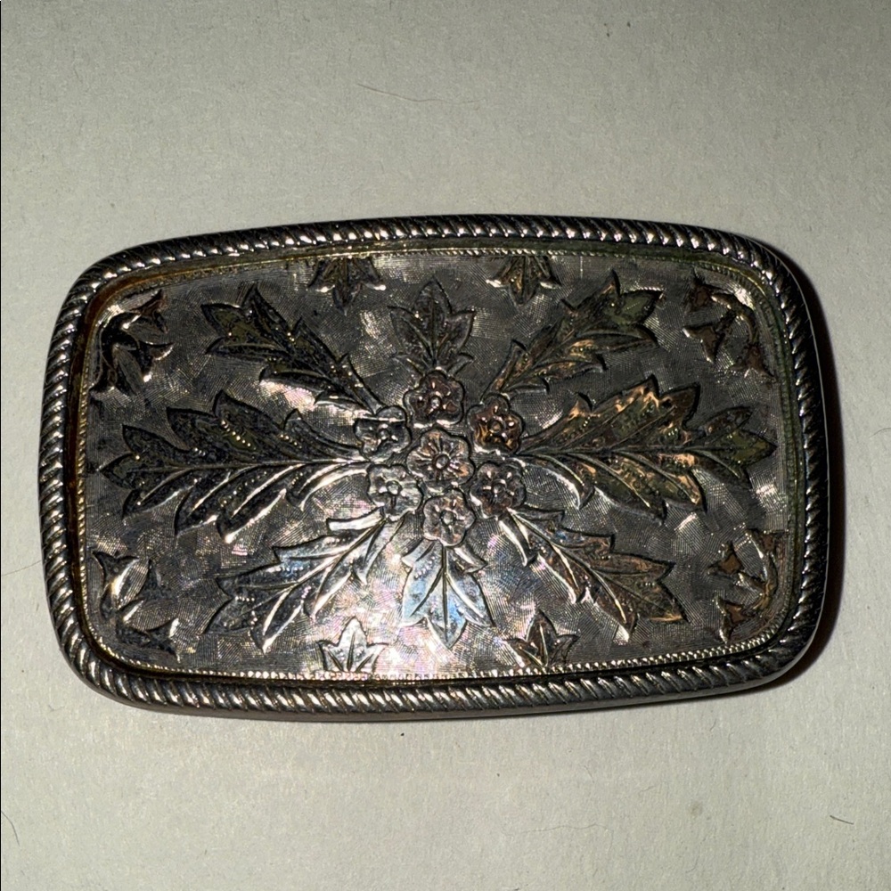 Elegant Silver Tone  Floral Belt Buckle